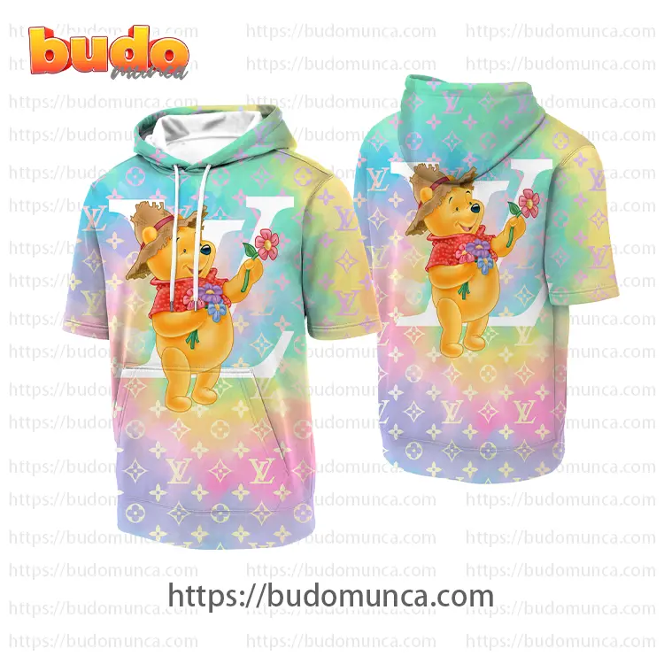 Louis vuitton and winnie the pooh disney v1 hooded short sleeve t-shirt gift uninque for kid man women